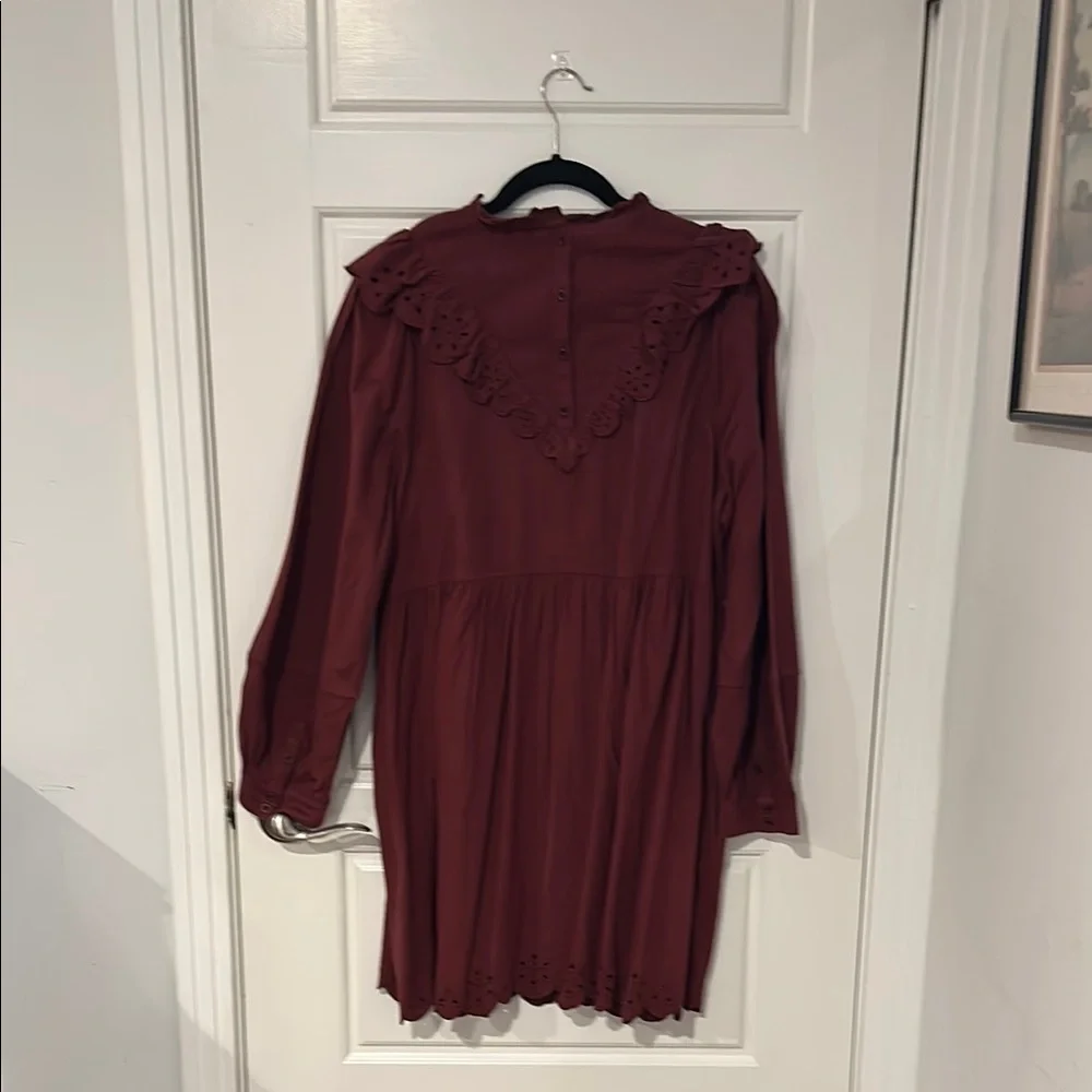 NWT Madewell Chic Burgundy Eyelet Dress - Picture 8 of 9